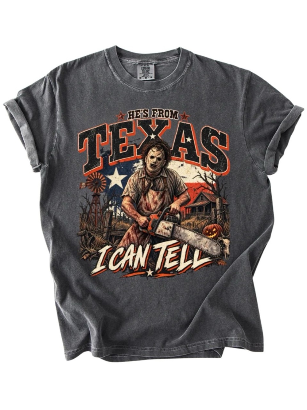 Comfort Colors Pepper He's From Texas Short Sleeve Graphic Tee